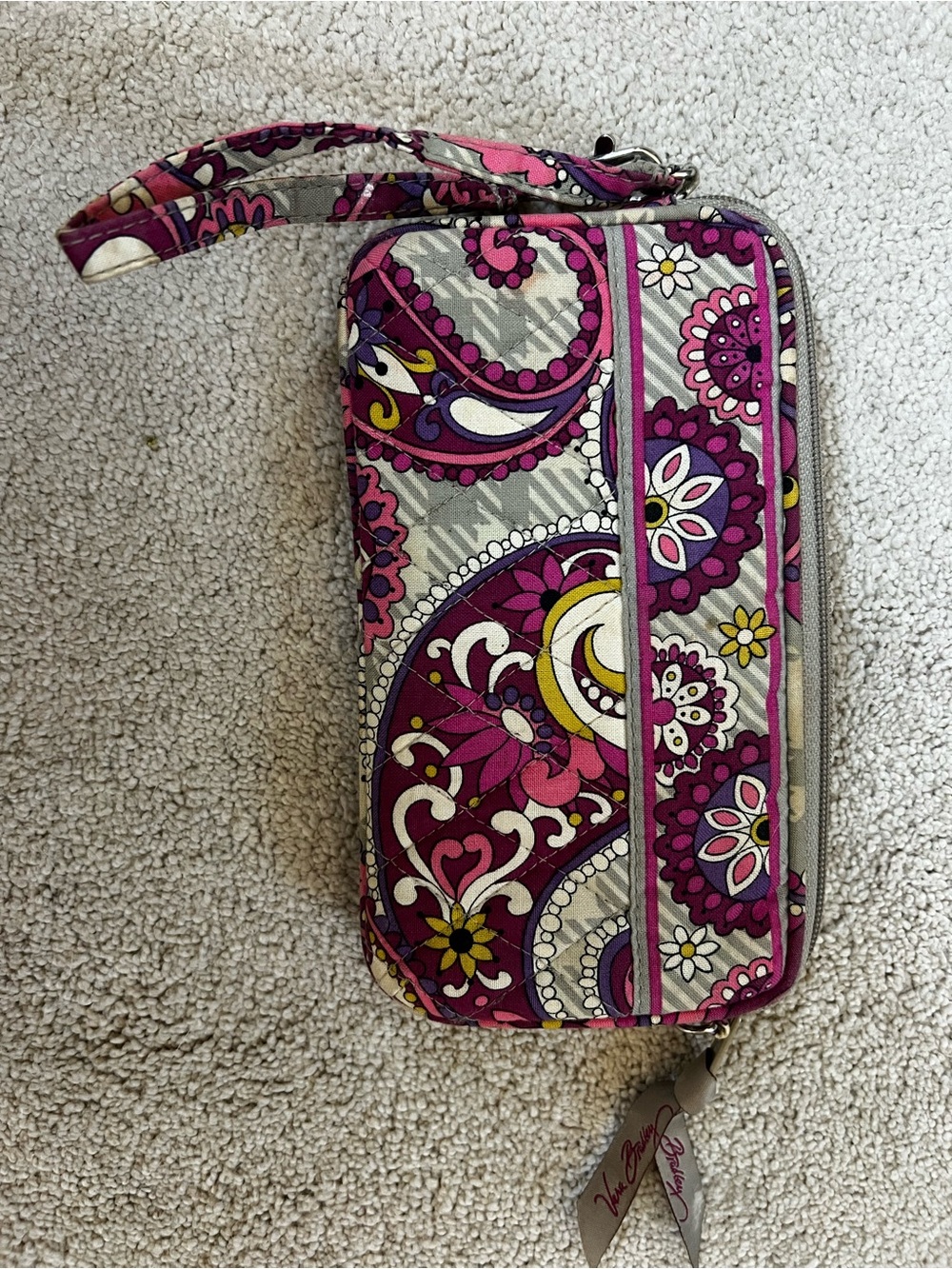 Vera Bradley Fuchsia Paisley Quilted Wristlet Wallet